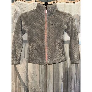Columbia Big Girls Fire Side Sherpa Full Zip Jacket Size XS 4-5 Gray Pink Spring